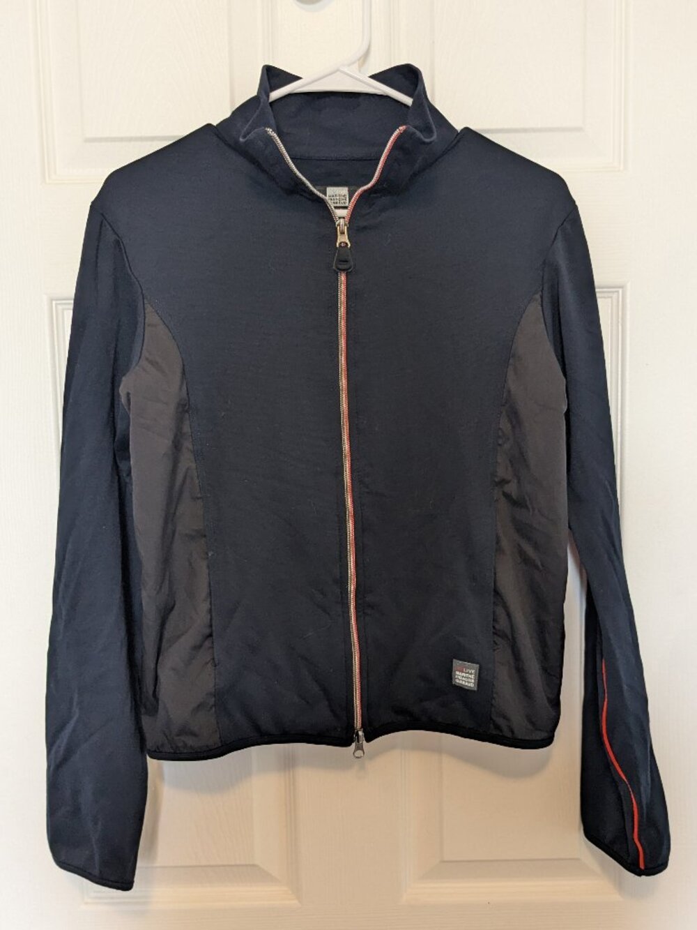 Marithe Girbaud Tech Sweatshirt Jacket Size 10 Dark Navy Blue Stand Collar Sport